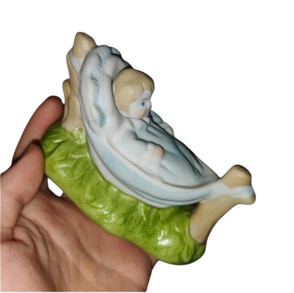Hand Painted Porcelain Baby W/ Carraige
